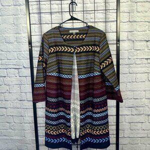 Danny & Nicole 14W Multicolor Knit Open Front Jacket